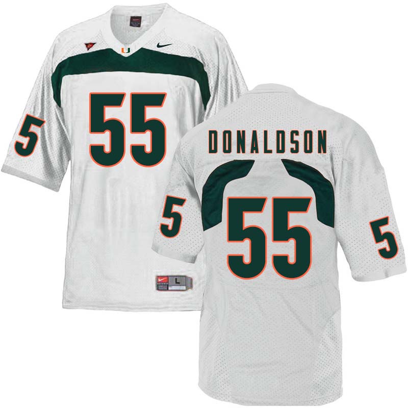 Nike Miami Hurricanes #55 Navaughn Donaldson College Football Jerseys Sale-White - Click Image to Close